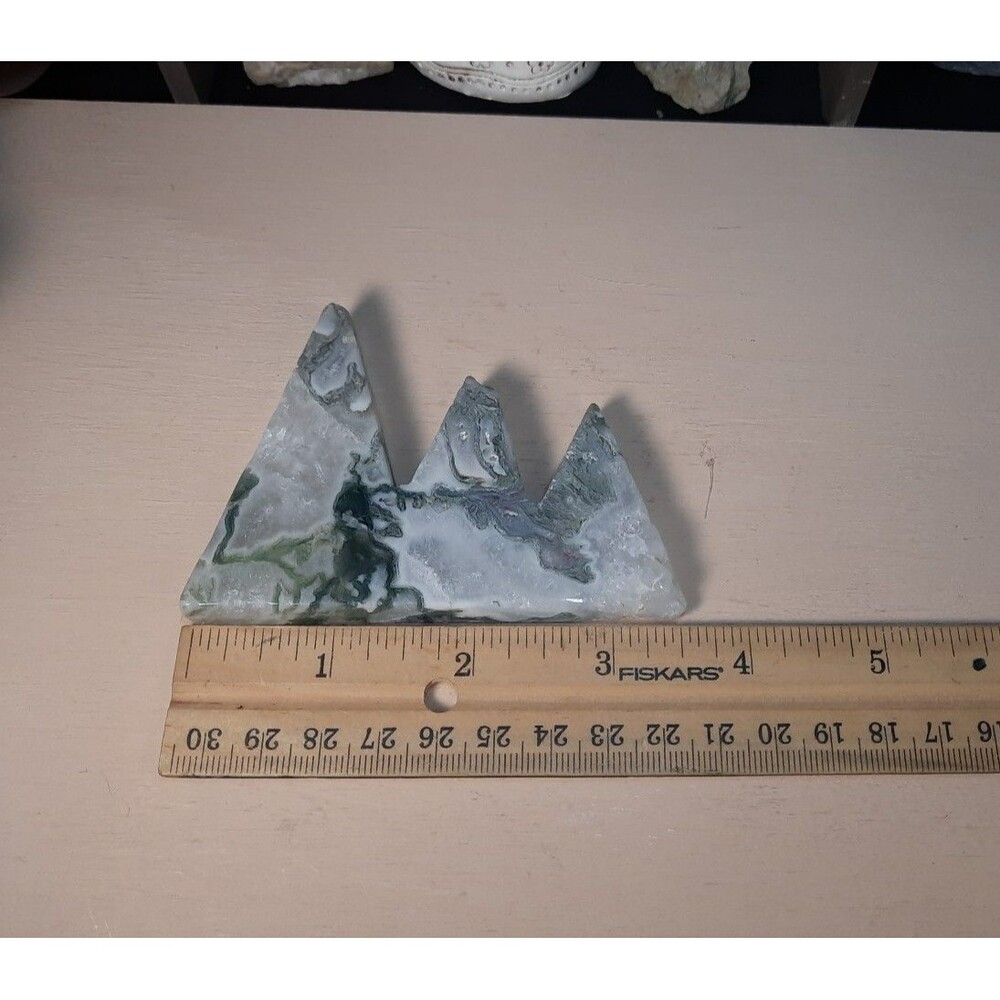 Carved Moss Agate Crystal Mountain - Picture 7 of 7
